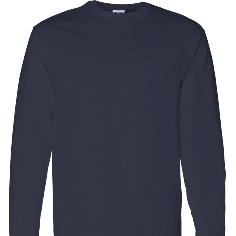 Gildan Unisex Navy Long Sleeve T-Shirt NEW